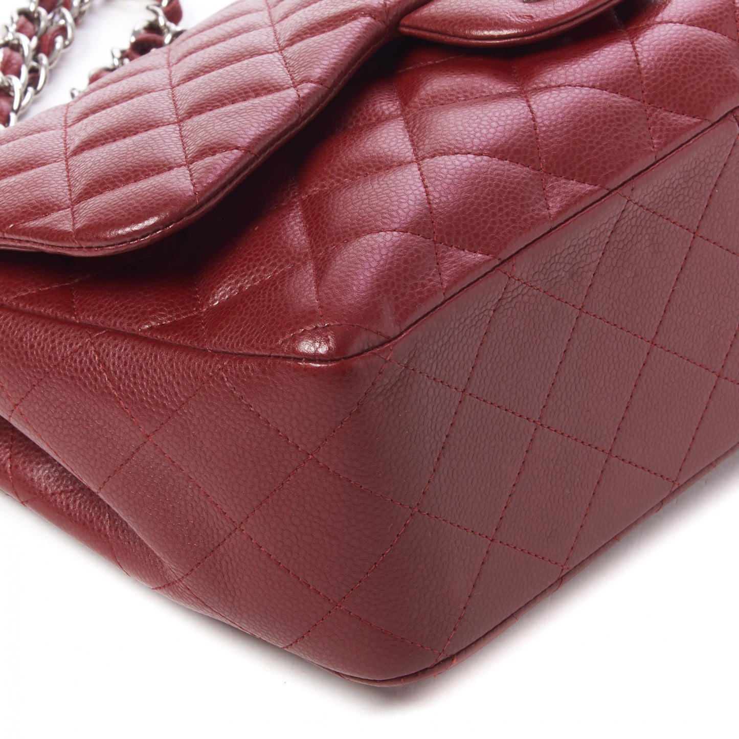 Caviar Quilted Jumbo Double Flap Dark Red