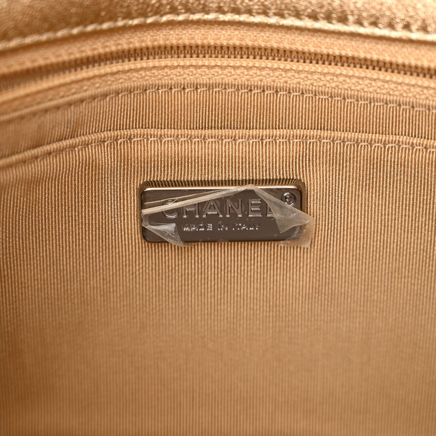 Perforated Metallic Lambskin Jumbo CC Medals Flap Gold