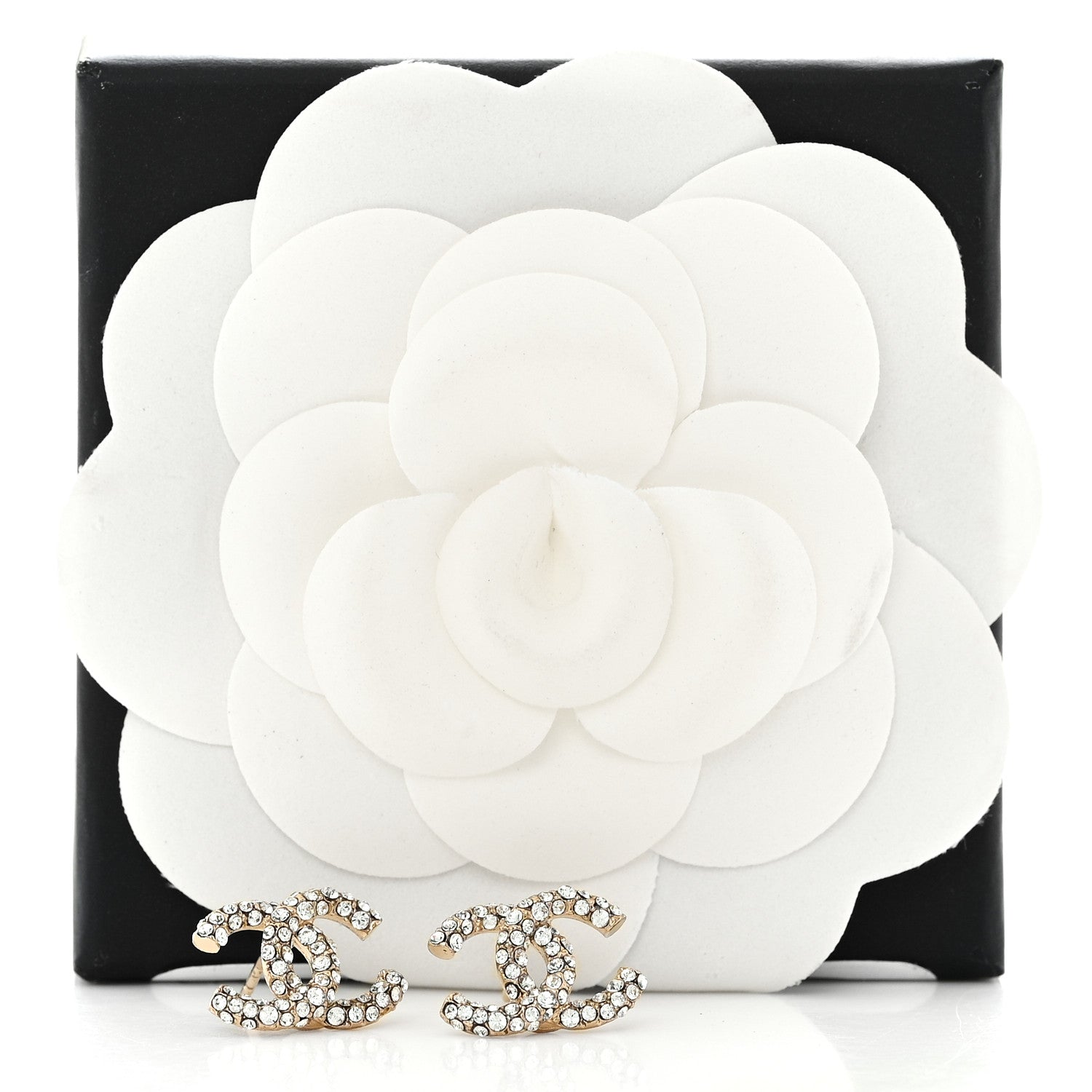Chanel Crystal Timeless CC Earrings Light Gold 6 of 6