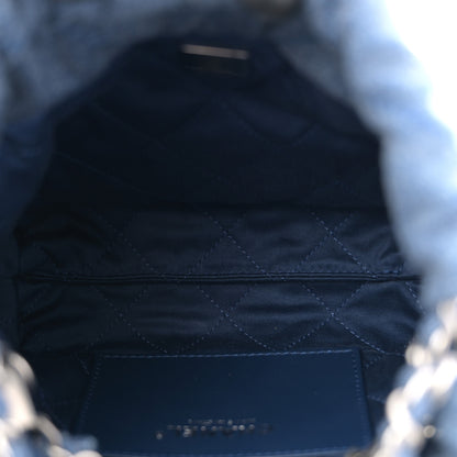 Chanel Washed Denim Quilted Studded Mini Chanel 22 Blue 5 of 10