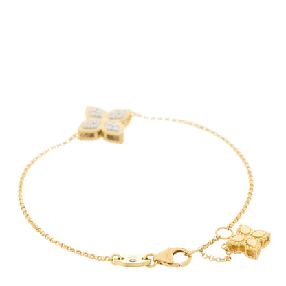 Roberto Coin 18K Yellow Gold Diamond Princess Flower Charm Bracelet 2 of 4
