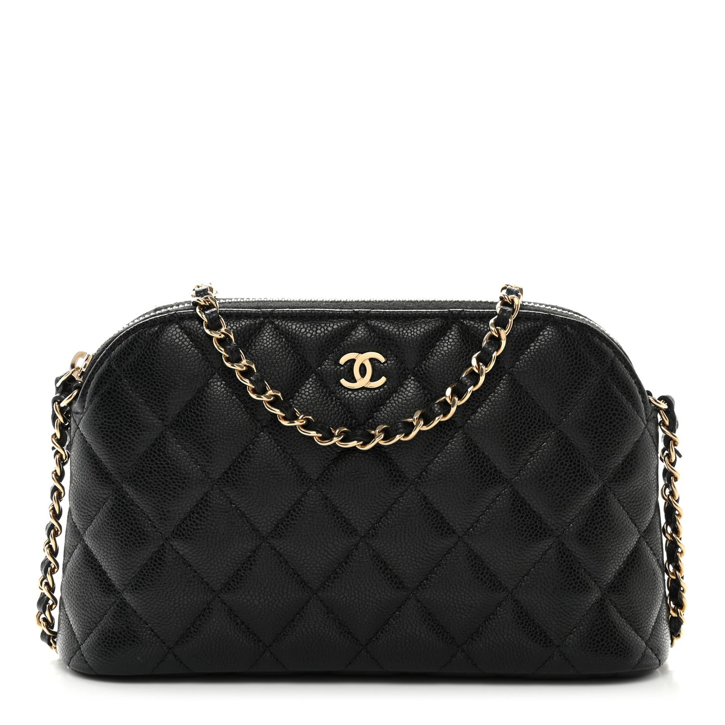 Caviar Quilted Classic Clutch with Chain Black
