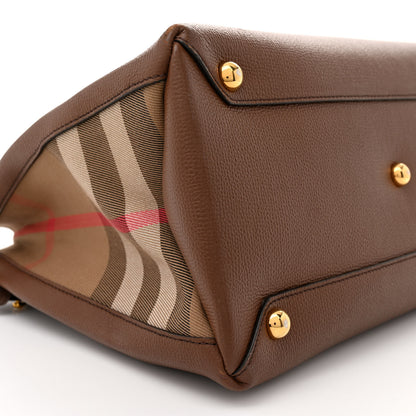 Burberry Grainy Calfskin House Check Medium Banner Tote Tan 8 of 13