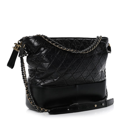 Chanel Aged Calfskin Quilted Large Gabrielle Hobo Black 3 of 13