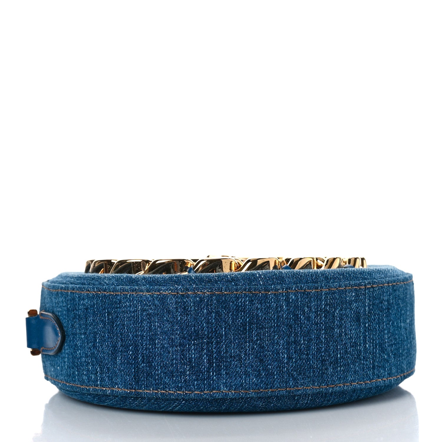 Versace Denim Mini La Medusa Chain Round Crossbody Bag Navy Blue 4 of 8