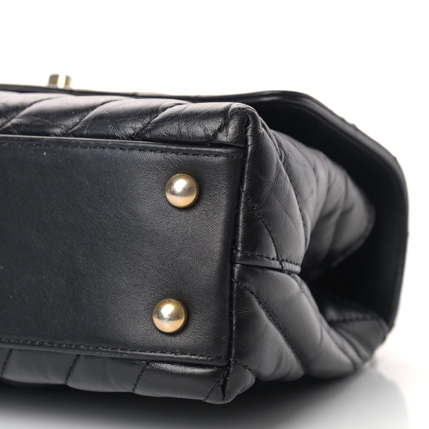 Chanel Aged Calfskin Chevron Quilted Mini Coco Handle Flap Black 9 of 15