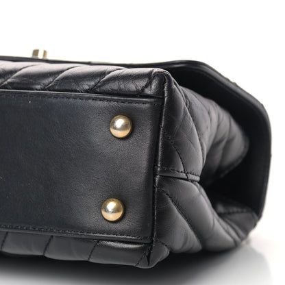 Chanel Aged Calfskin Chevron Quilted Mini Coco Handle Flap Black 9 of 15