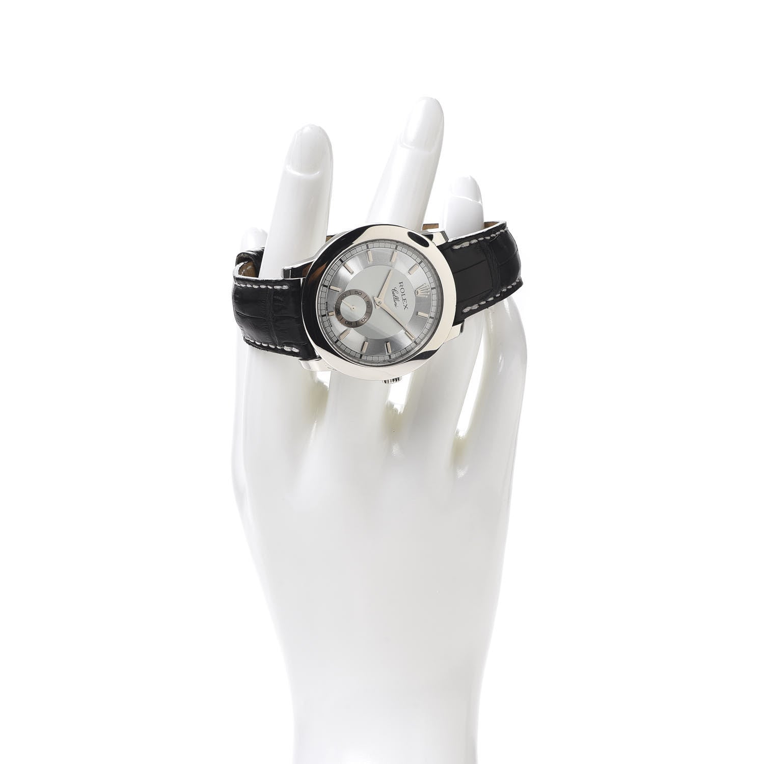 Rolex Platinum Alligator 38mm Cellini Cellenium Watch Silver 5241 2 of 10