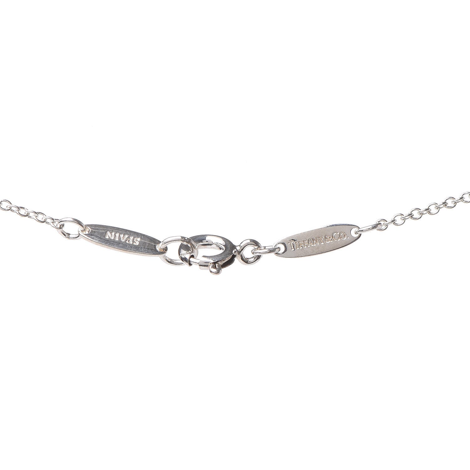 Tiffany Sterling Silver Black Jade Elsa Peretti Open Heart Pendant Necklace 5 of 7