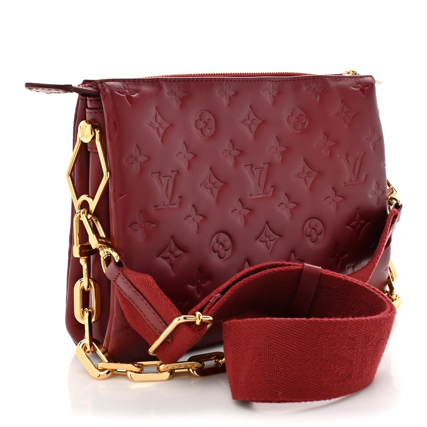 Louis Vuitton Lambskin Embossed Monogram Coussin PM Wine 3 of 10