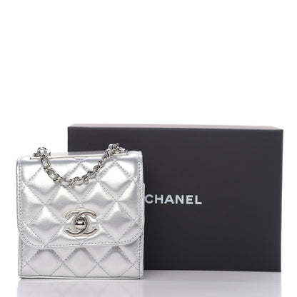 Chanel Metallic Lambskin Quilted Mini Trendy CC Clutch With Chain Silver 10 of 10