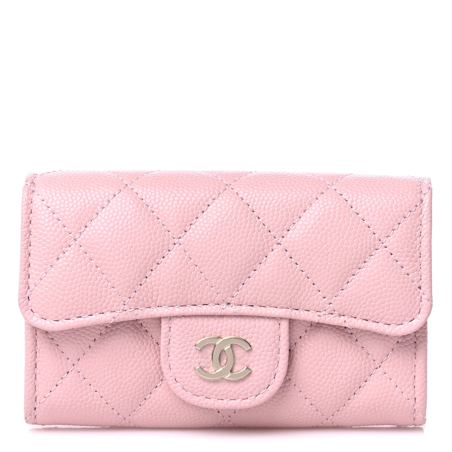 Chanel Caviar Quilted Flap Card Holder Wallet Light Pink 1 of 9