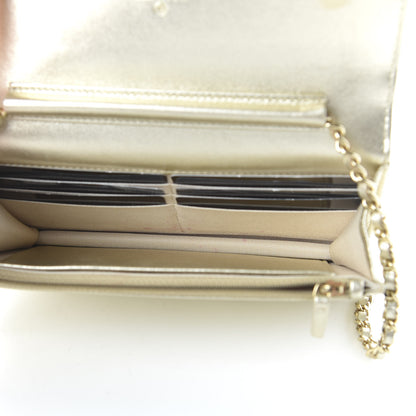 Chanel Metallic Lambskin Quilted Wallet On Chain WOC Gold 5 of 12