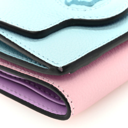 Versace Grained Calfskin Medusa Wallet on Chain Blue Pink 6 of 7