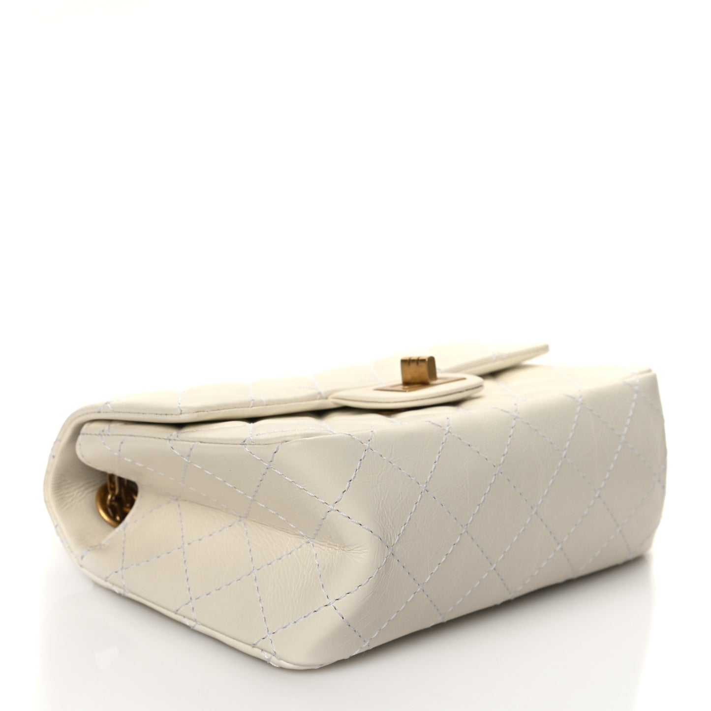 Aged Calfskin Quilted 2.55 Reissue Mini Flap White