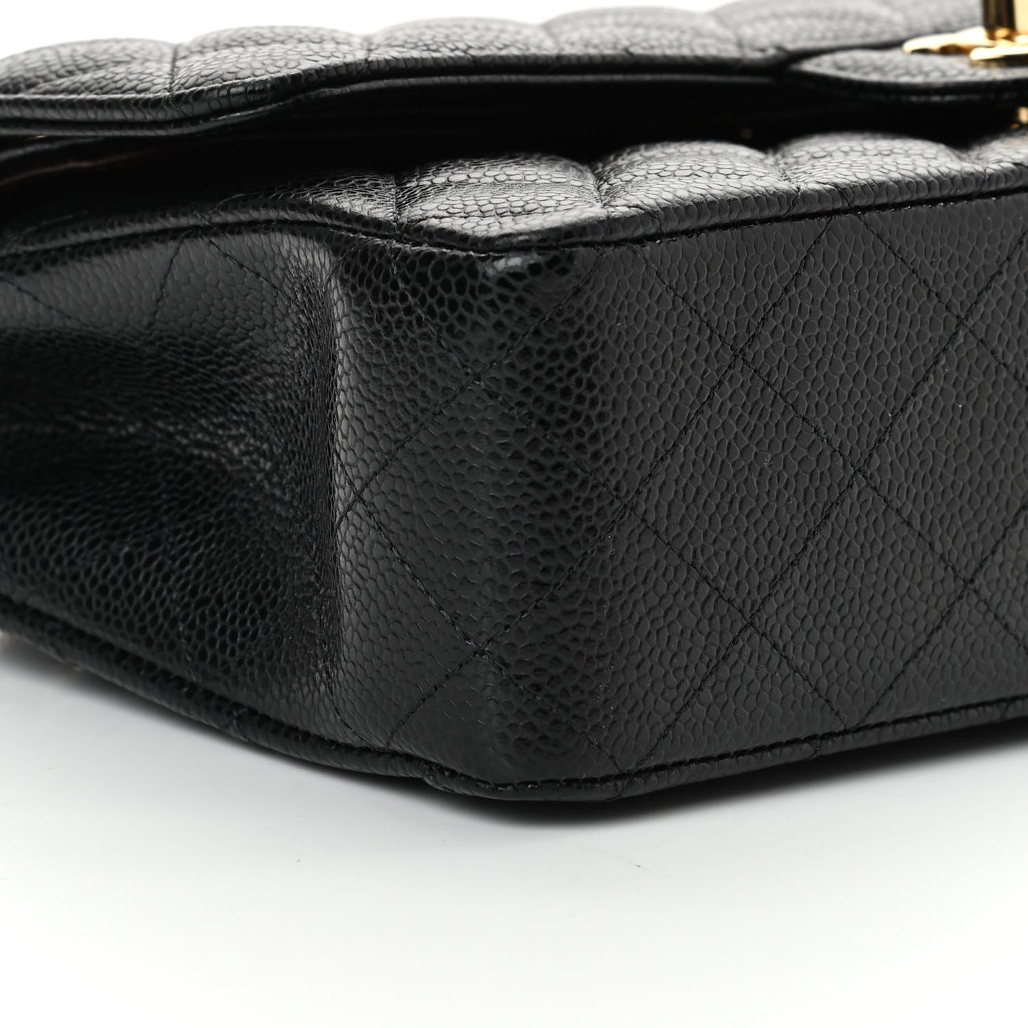 Caviar Quilted Medium Double Flap Black