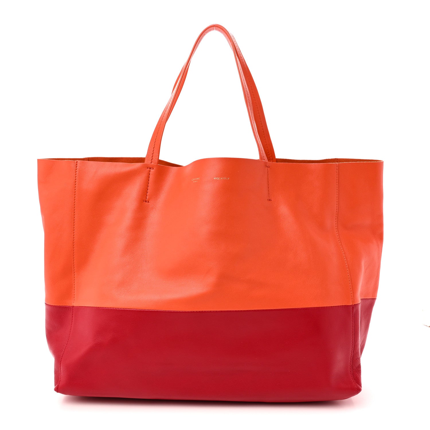 Celine Lambskin Horizontal Bi-Color Cabas Orange Magenta 1 of 9