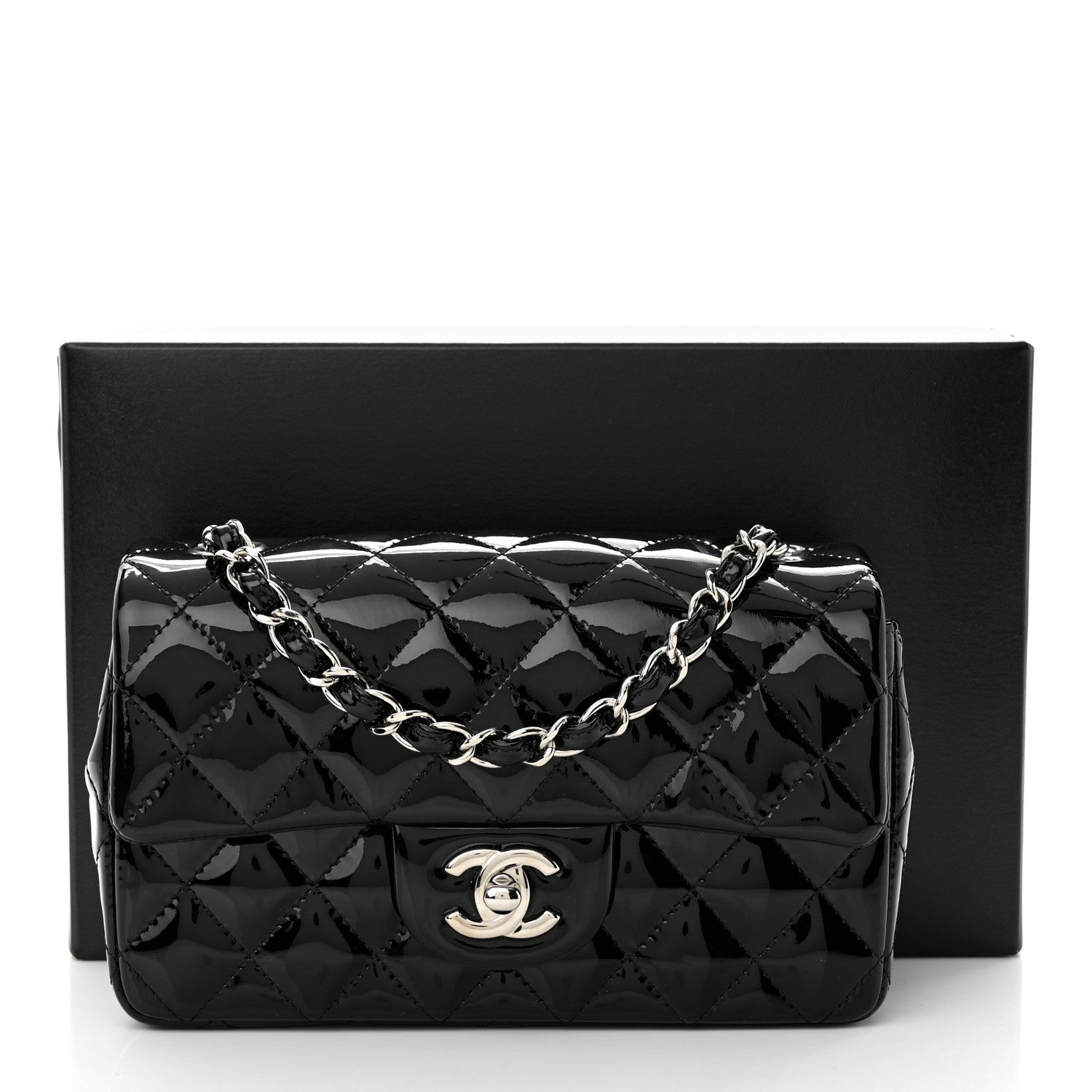 Chanel Patent Calfskin Quilted Mini Rectangular Flap Black 11 of 11