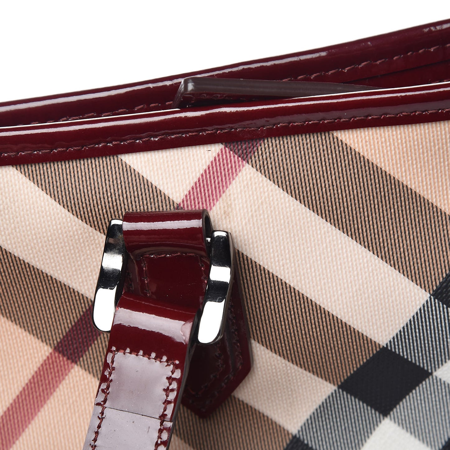Patent Nova Check Shopper Tote Red