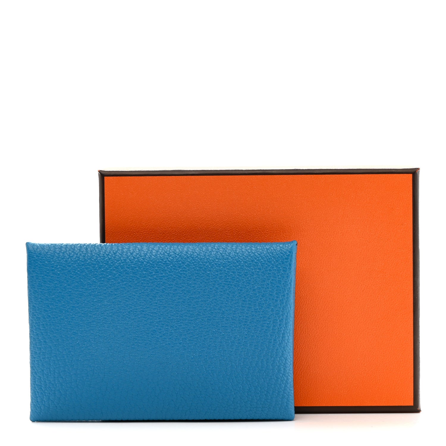 Hermes Chevre Mysore Verso Calvi Card Case Bleu Frida Cuivre 8 of 8
