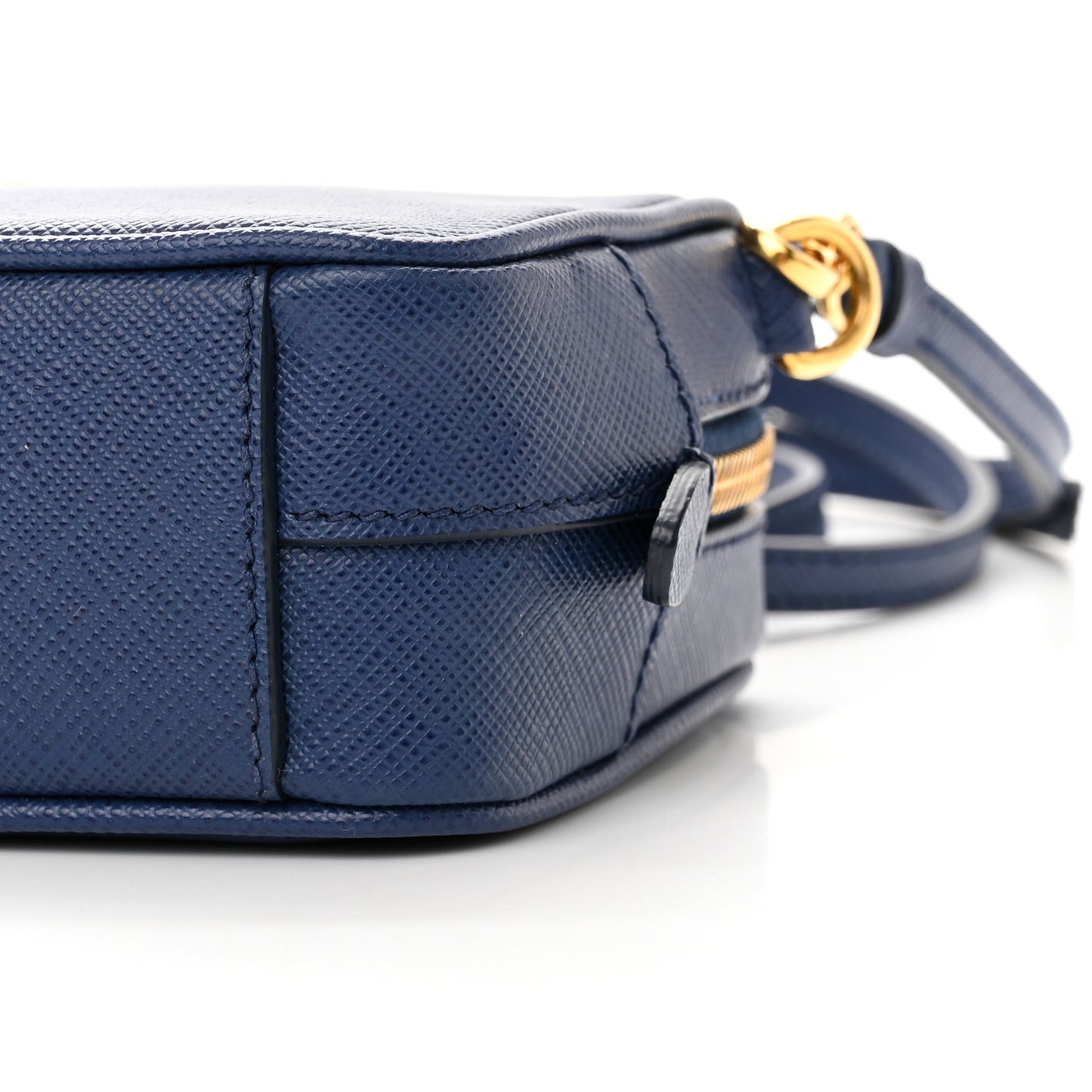 Saffiano Mini Camera Crossbody Bag Azzurro