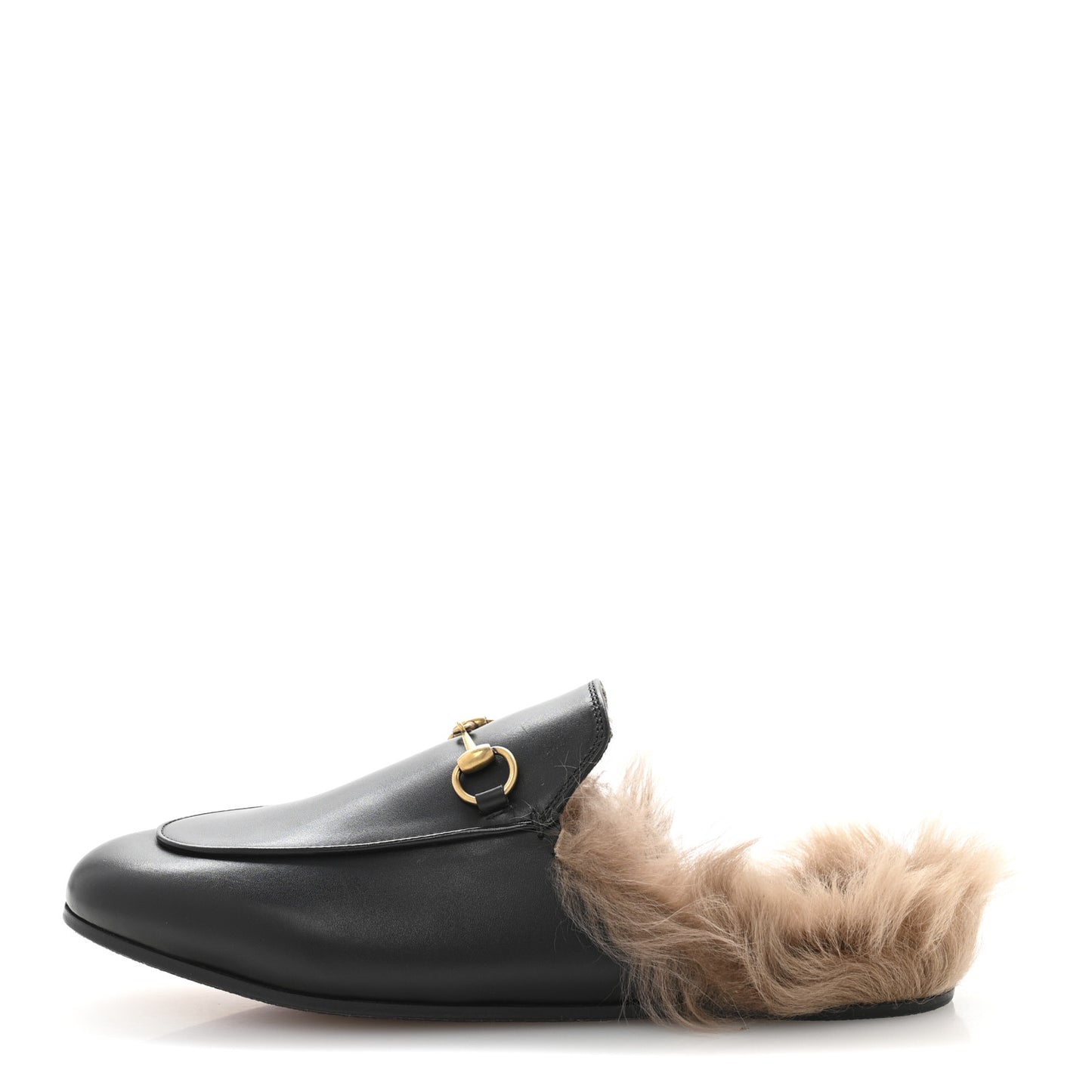 Calfskin Fur Womens Princetown Slippers 38 Black