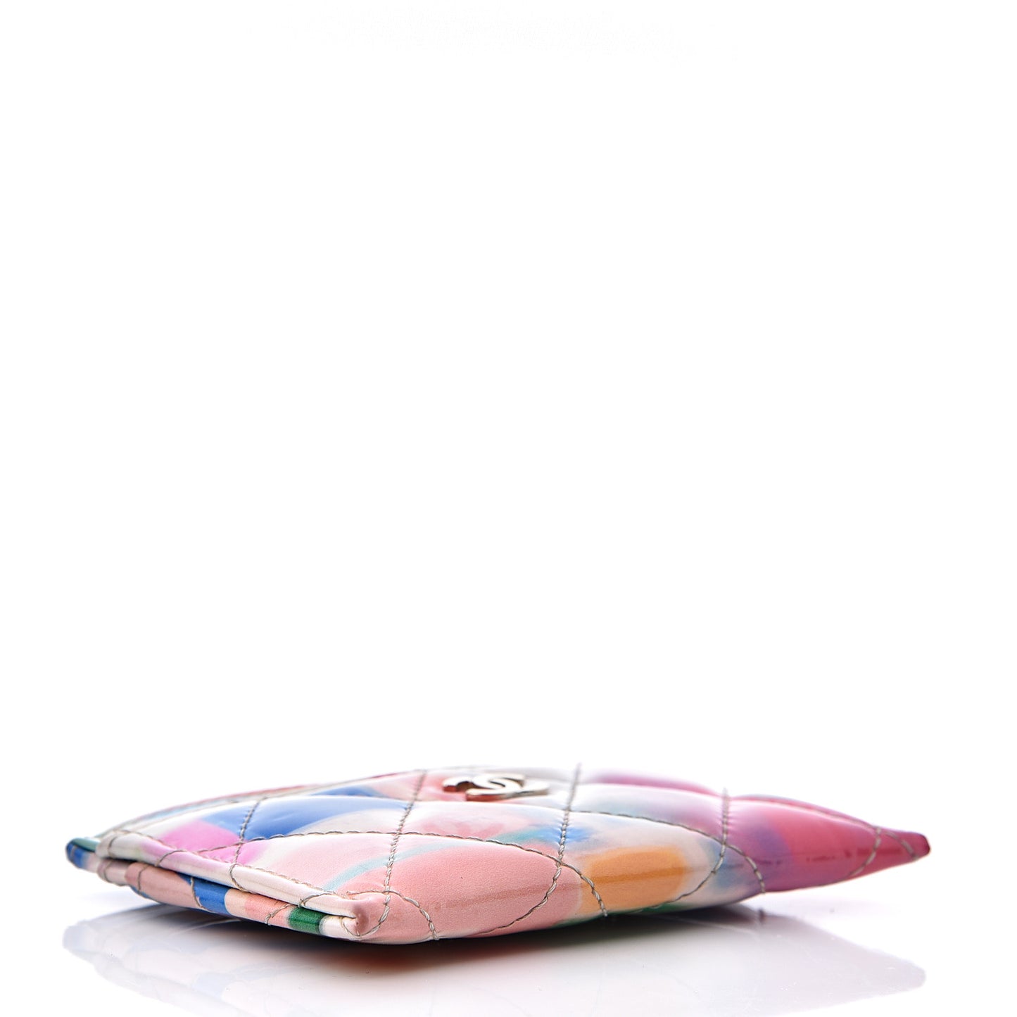 Patent Printed Quilted Card Holder Multicolor