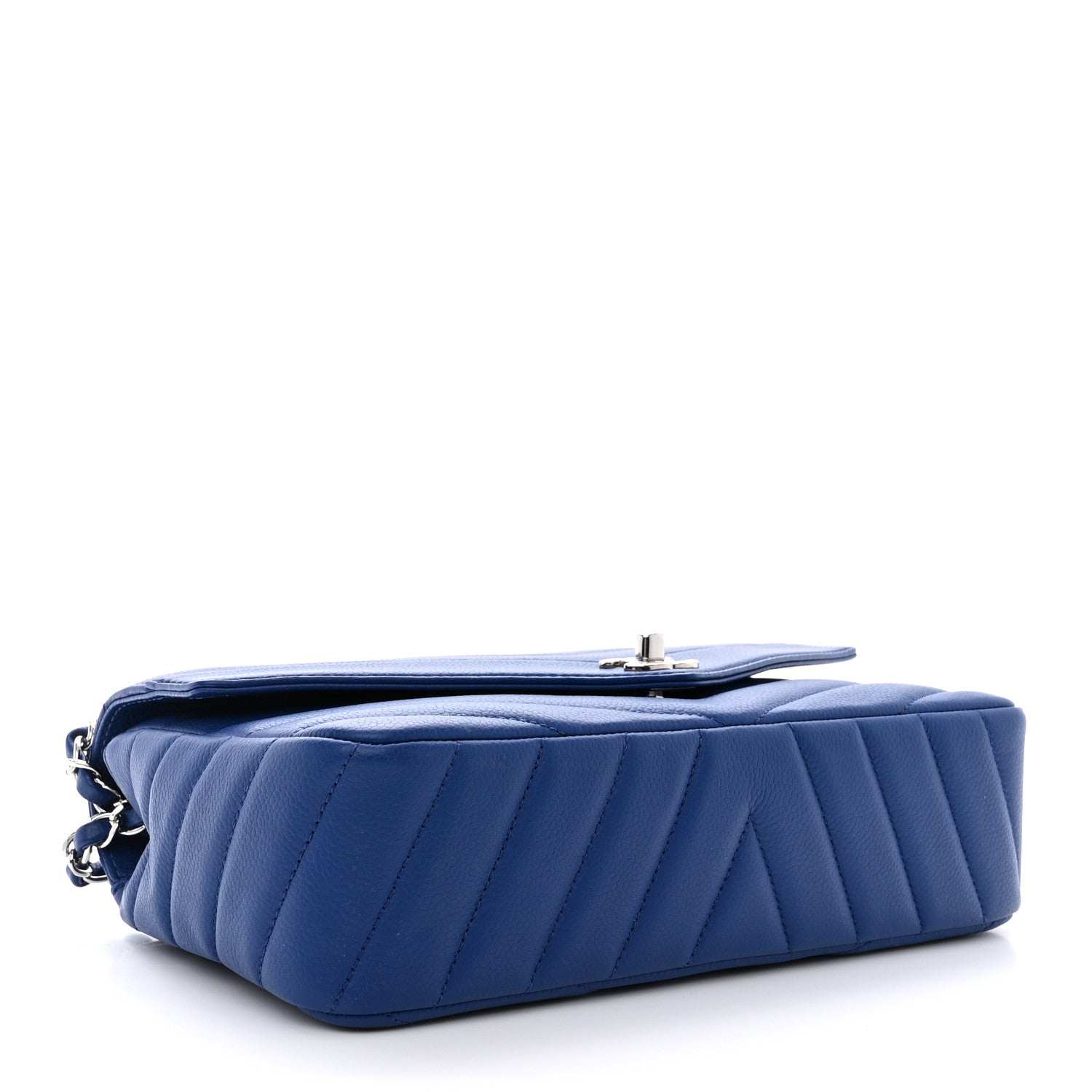 Chanel Caviar Chevron Quilted Single Flap Blue 4 of 10