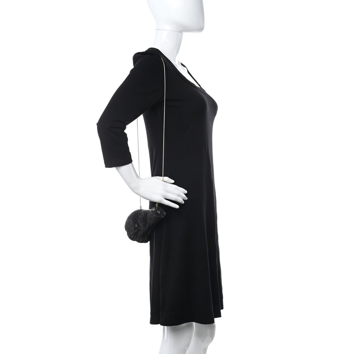 Swarovski Crystal Black Bear Minaudiere Clutch Black