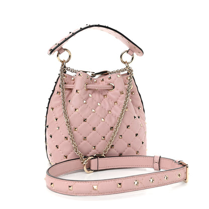 Valentino Garavani Lambskin Mini Rockstud Spike Bucket Bag Water Rose 3 of 12