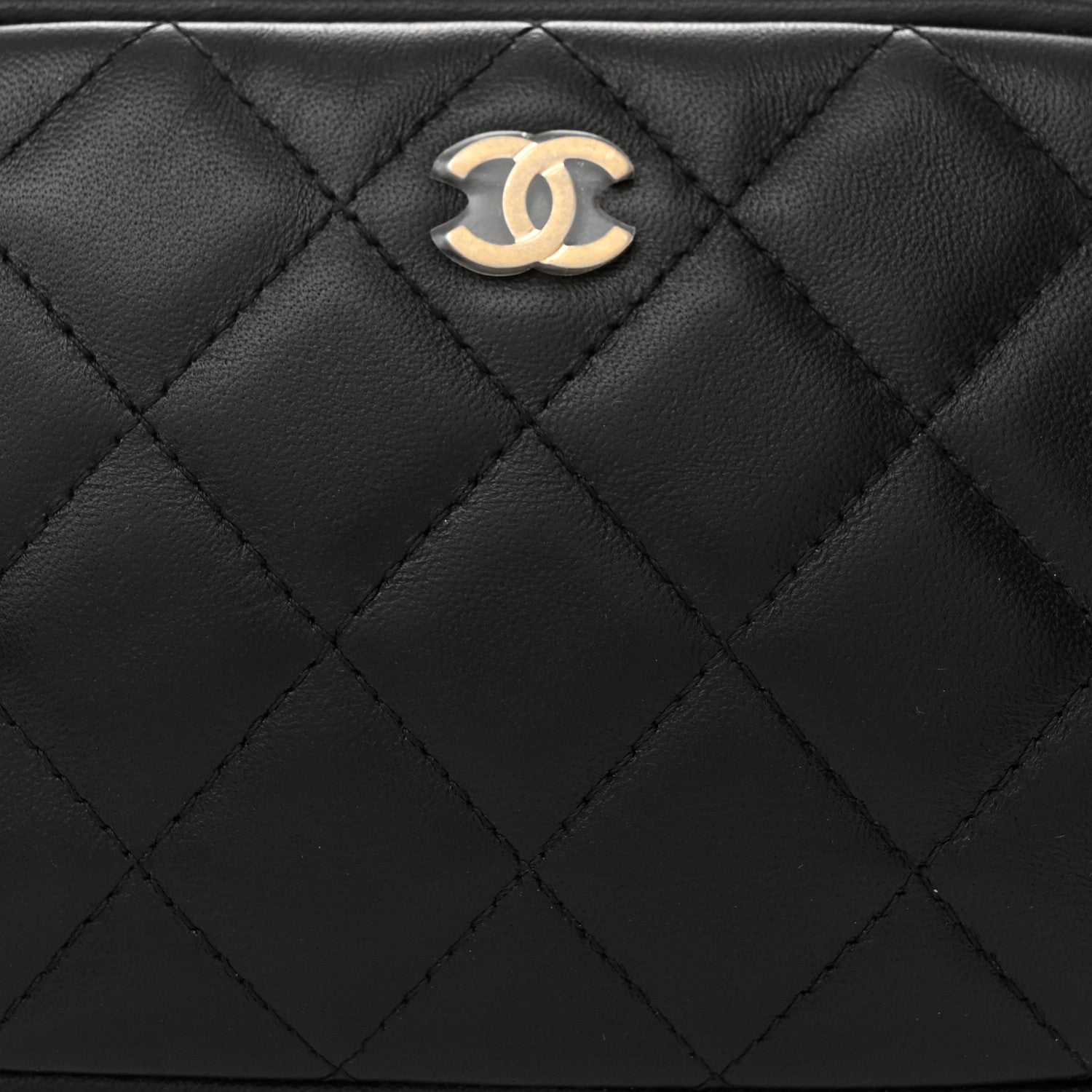 Chanel Lambskin Quilted Small Curvy Pouch Cosmetic Case Black 7 of 9