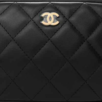 Chanel Lambskin Quilted Small Curvy Pouch Cosmetic Case Black 7 of 9