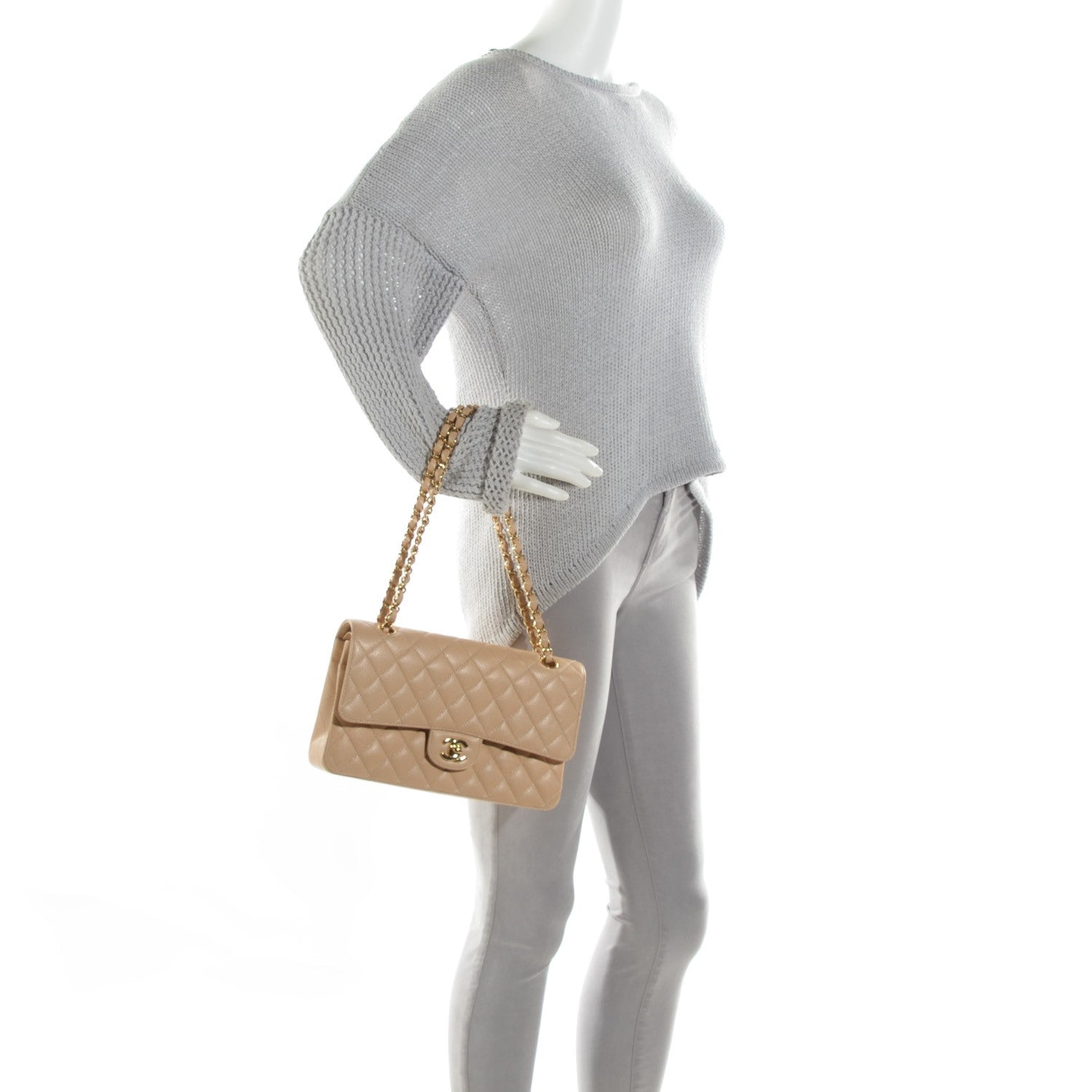 Chanel Caviar Quilted Medium Double Flap Beige Clair 2 of 7
