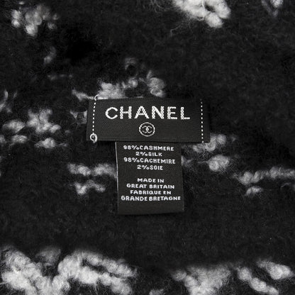 Chanel Cashmere Silk CC Beanie Hat Black White 3 of 3