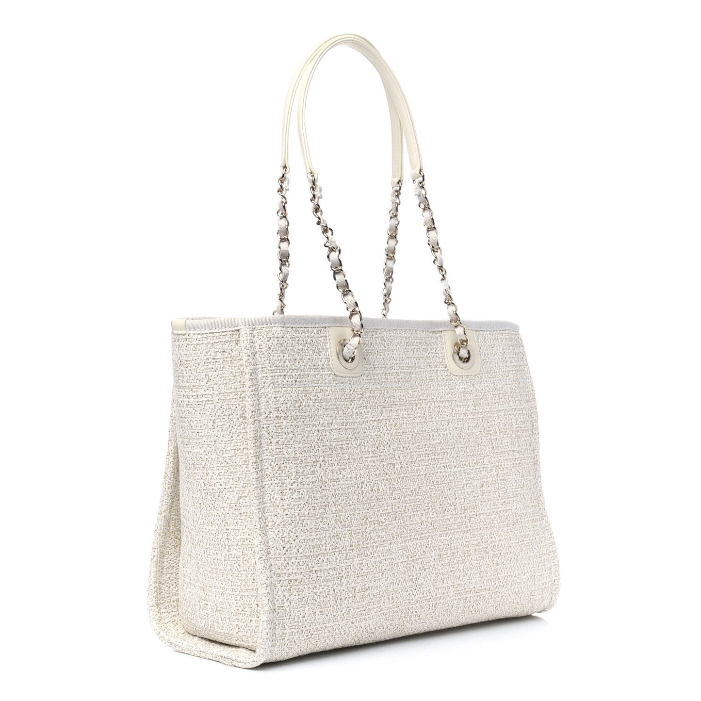 Lurex Boucle Small Deauville Tote Ivory