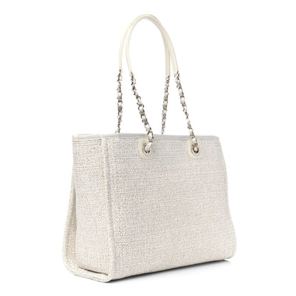 Chanel Lurex Boucle Small Deauville Tote Ivory 3 of 10