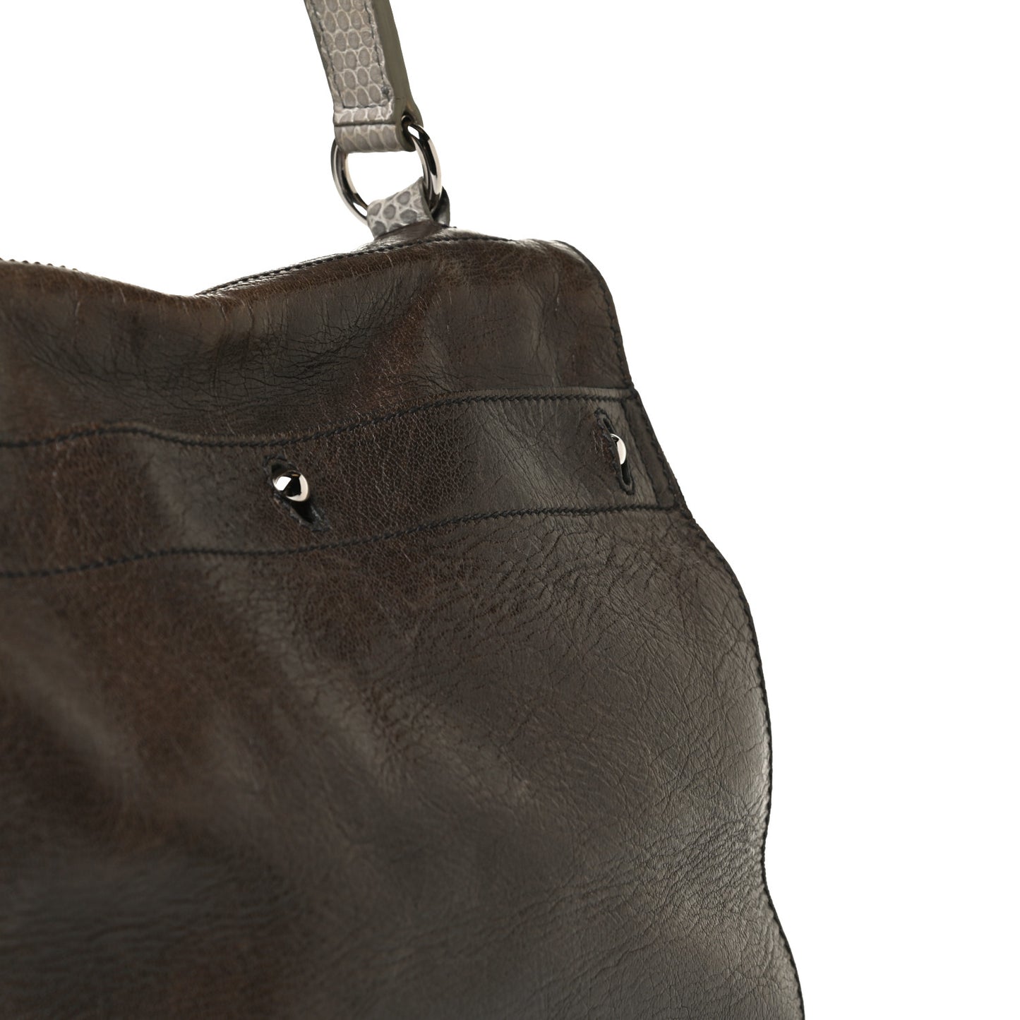 Calfskin Lizard Embossed Medium Muse Two Brown