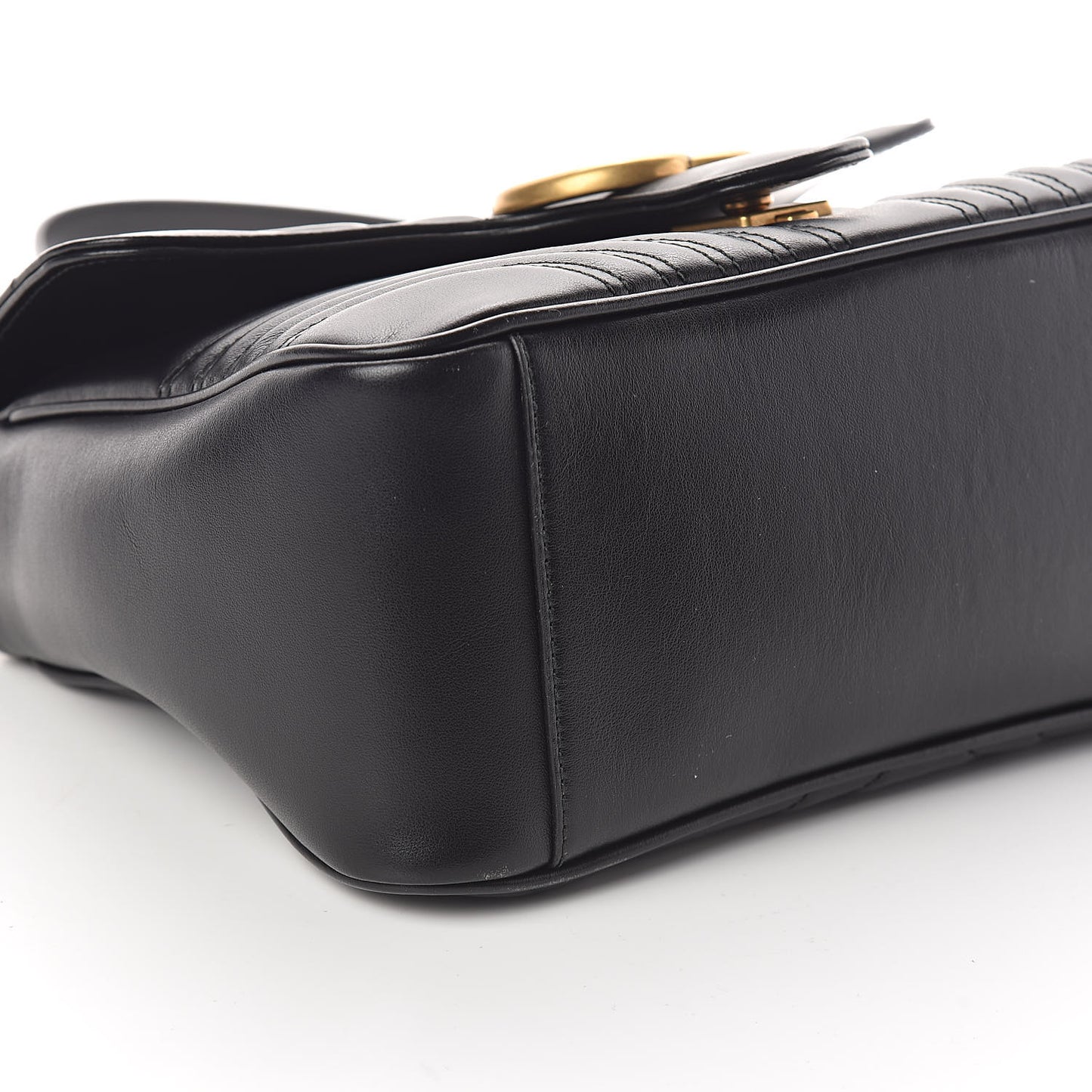 Calfskin Matelasse Small GG Marmont Top Handle Shoulder Bag Black