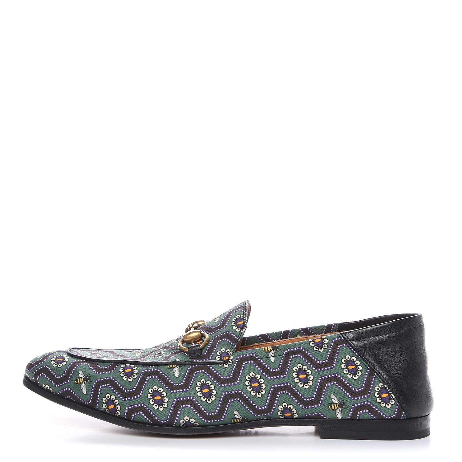 Gucci Canvas Lambskin Pearl Eyes Bees Mens Brixton Horsebit Loafers 8.5 Holly Black 1 of 12