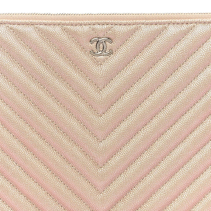 Chanel Iridescent Caviar Chevron Quilted Medium Cosmetic Case Light Gold 8 of 8