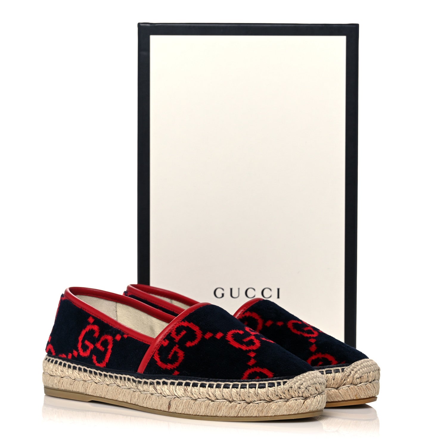 Gucci Terry Cloth GG Monogram Espadrilles 37 Blue Red 9 of 9