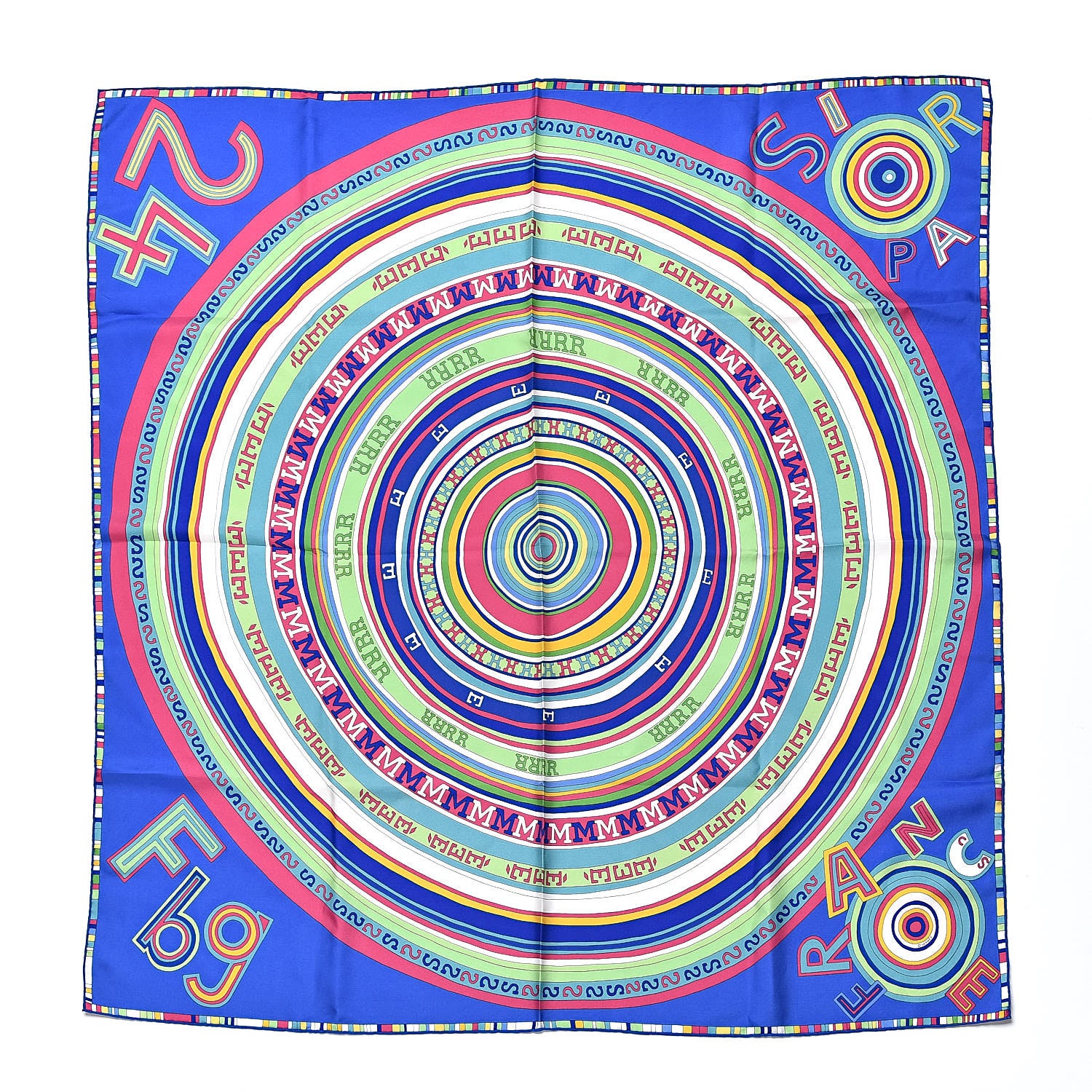 Hermes Silk Tohu Bohu Scarf 90 Bleu Dur Vert Veronese Rose 1 of 4