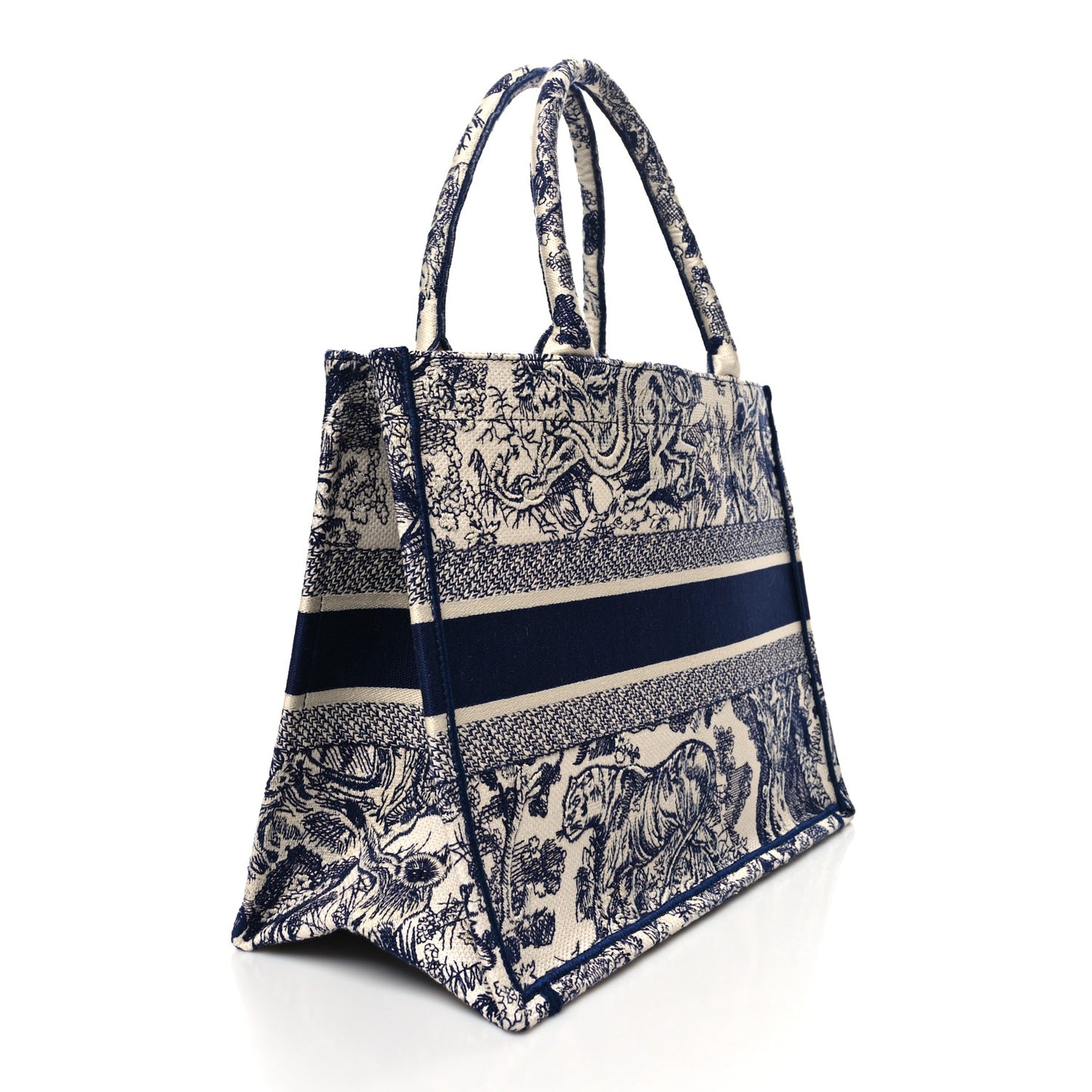 Canvas Embroidered Medium Dioriviera Toile De Jouy Book Tote Blue