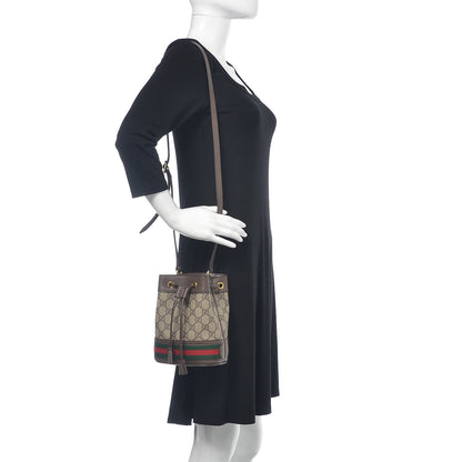 Gucci GG Supreme Monogram Web Mini Ophidia Bucket Bag Brown 2 of 8