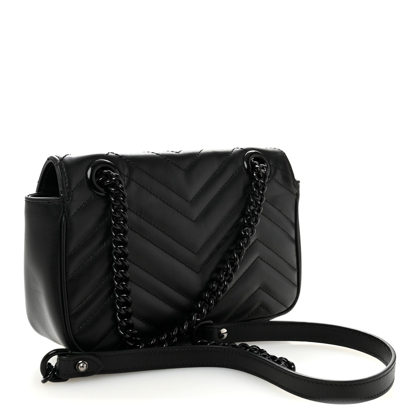 Calfskin Matelasse Monochrome Mini GG Marmont Shoulder Bag Black