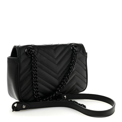 Gucci Calfskin Matelasse Monochrome Mini GG Marmont Shoulder Bag Black 3 of 10