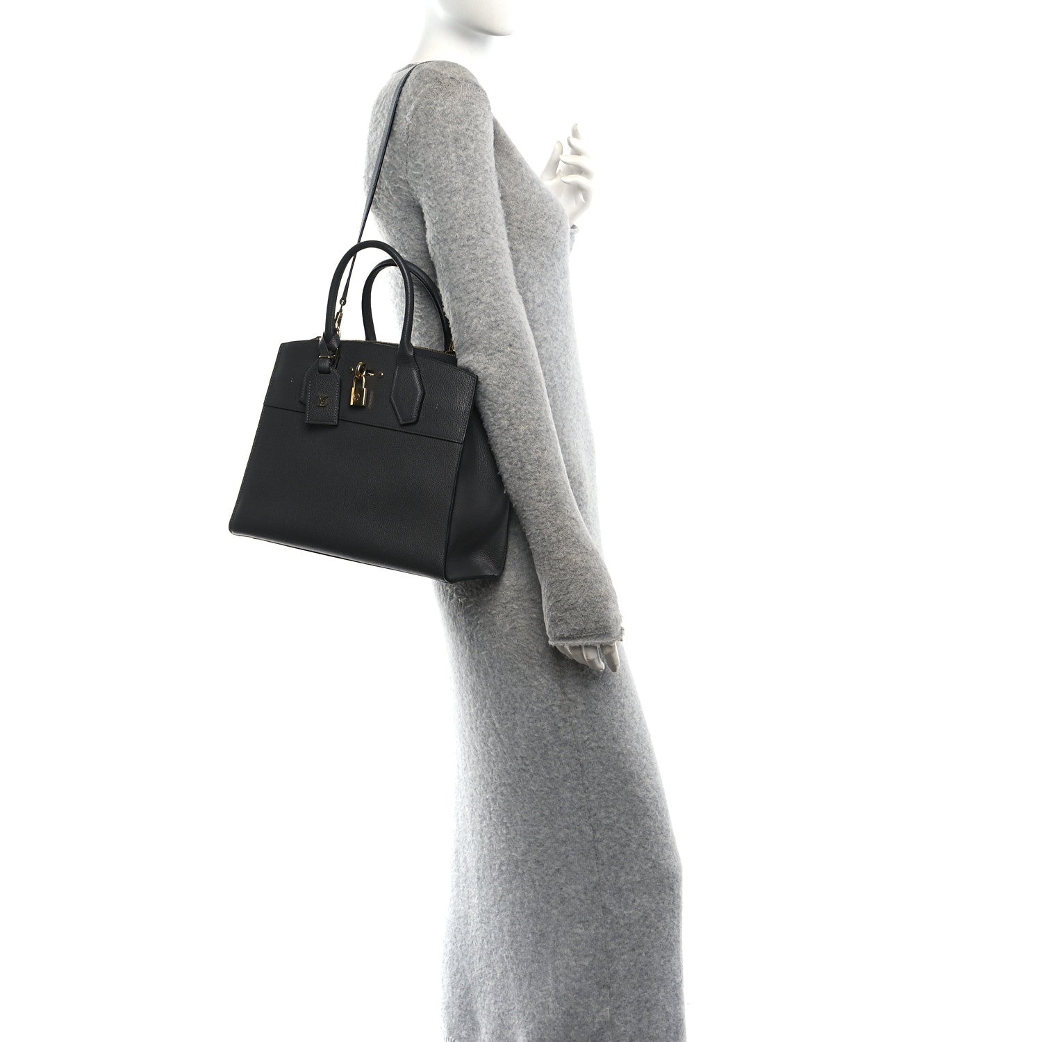 Louis Vuitton Taurillon City Steamer MM Gris 2 of 9
