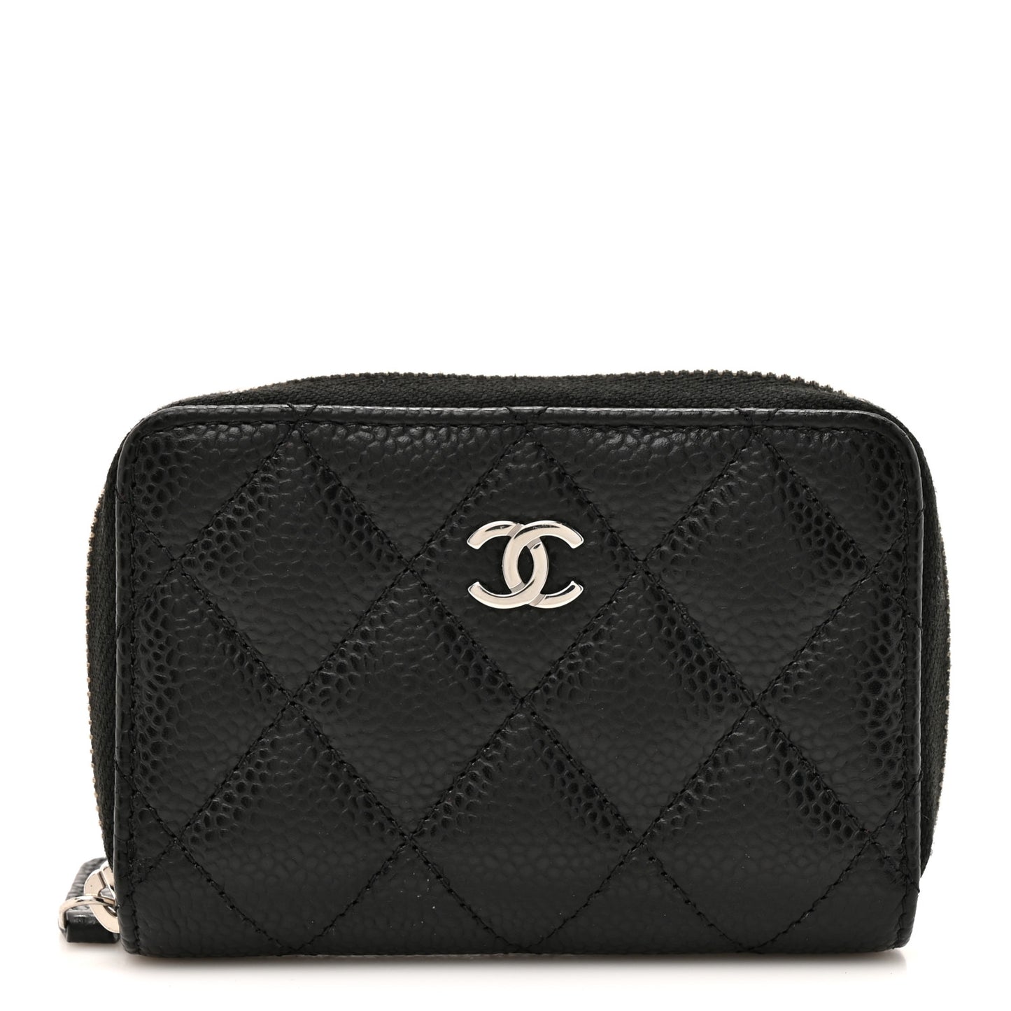 Caviar Quilted Zip Coin Purse Black