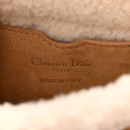 Christian Dior Suede Shearling Medium Bobby Flap Natural 6 of 9
