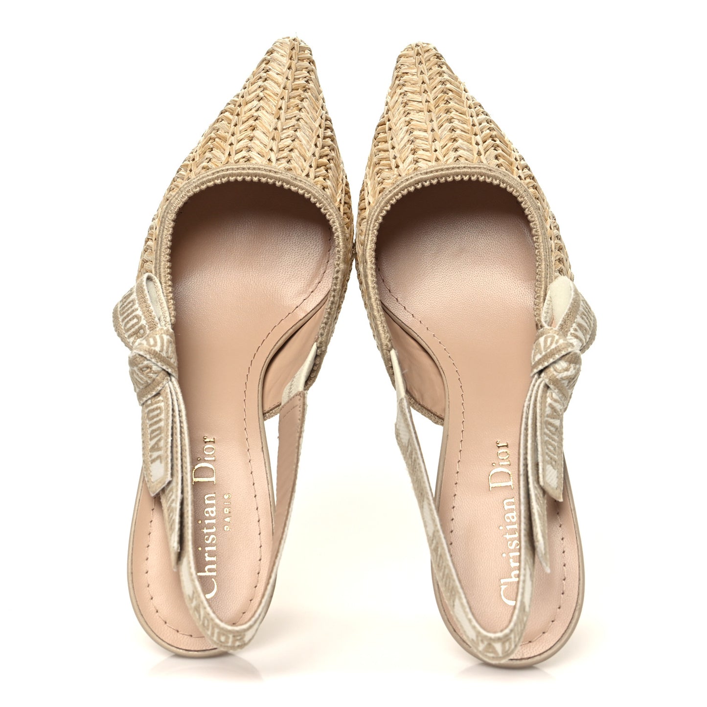 Raffia Embroidered J'Adior Slingback 65mm Pumps 38 Taupe